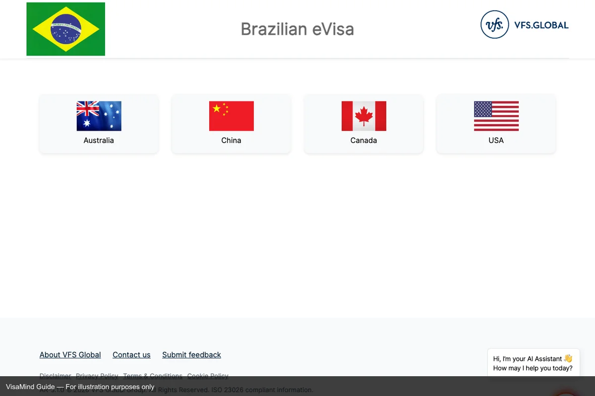 Official portal interface for RER-Visa