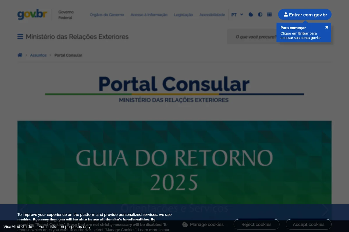 Official portal interface for Work Authorization