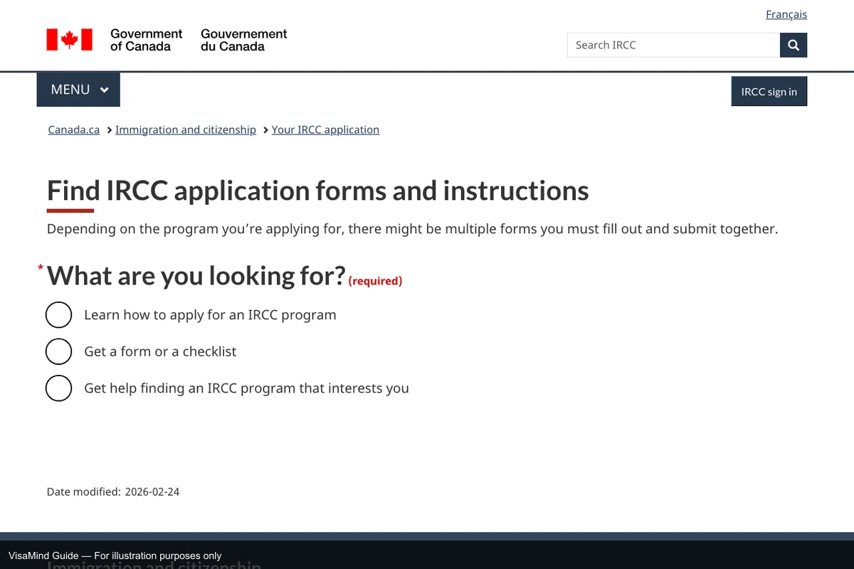 First page of IMM 5289 form