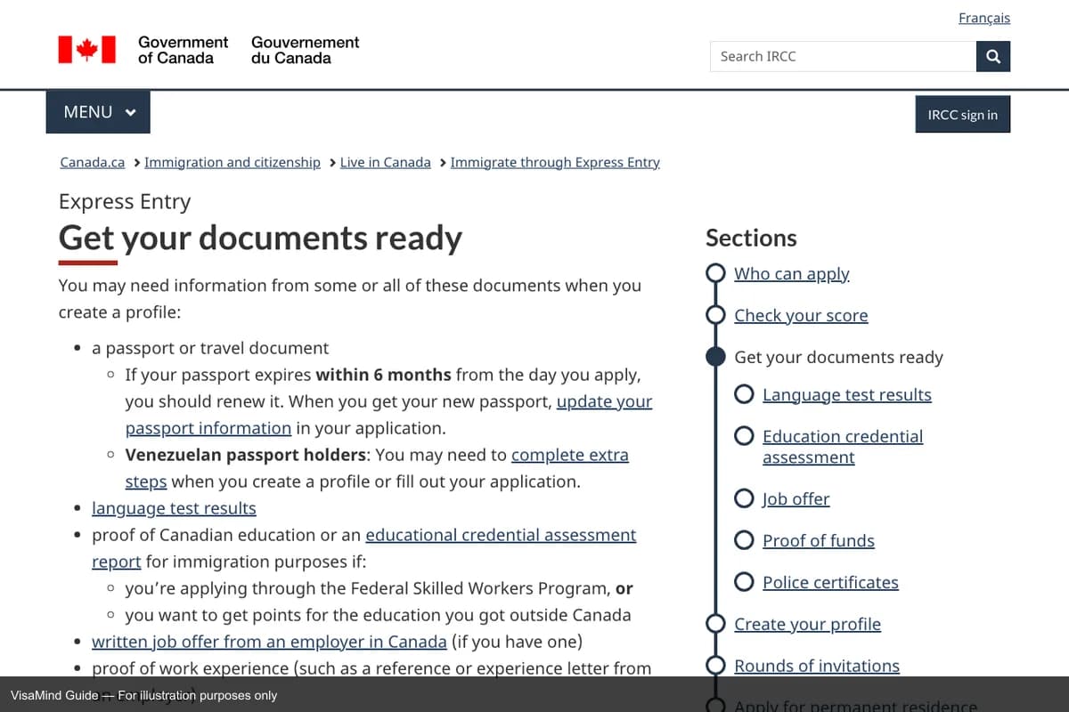 First page of IMM 5376 form