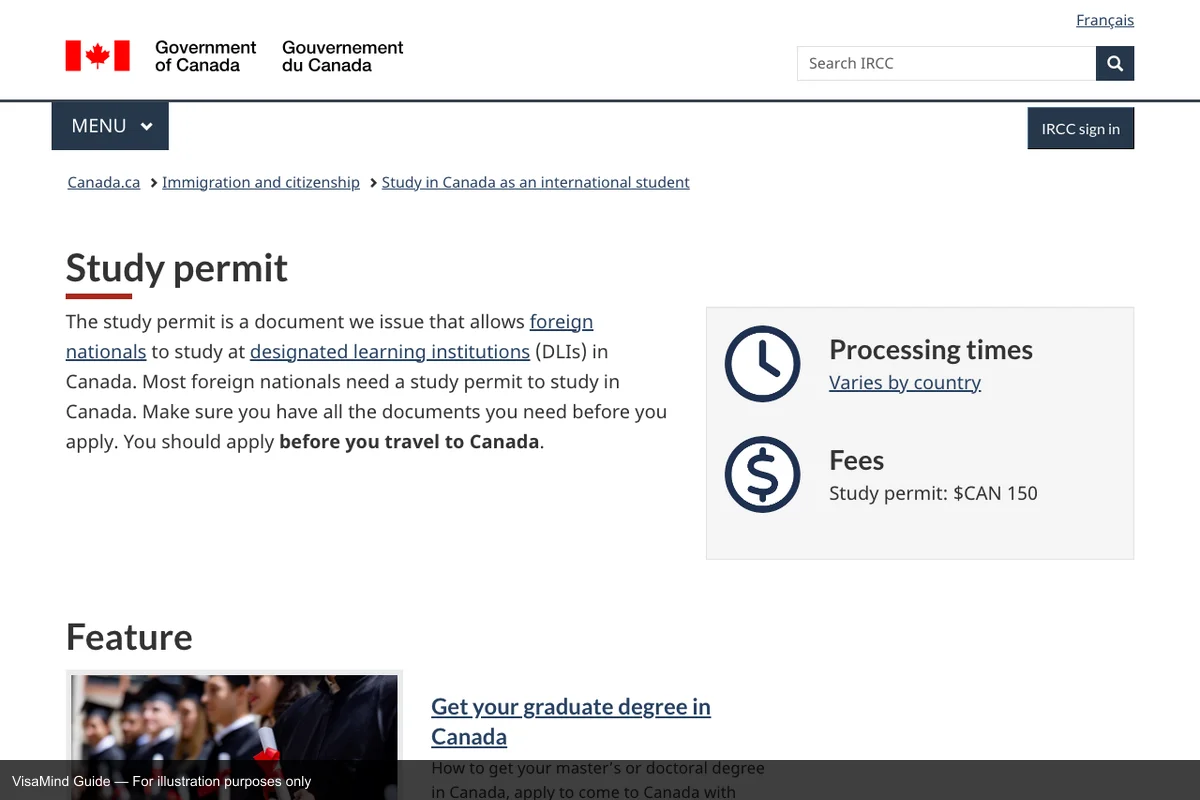 First page of IMM 5378 form
