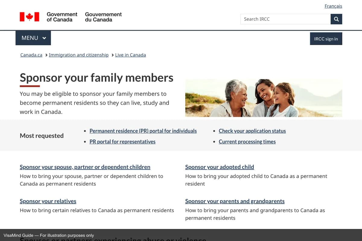 First page of IMM 5389 form