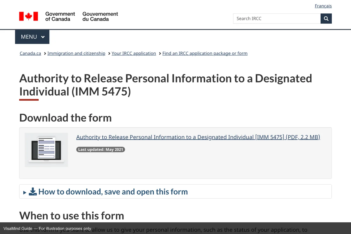 Imm 5475 Form.pdf IMM 5475 representative consent | Filing Guide 2026 | VisaMind