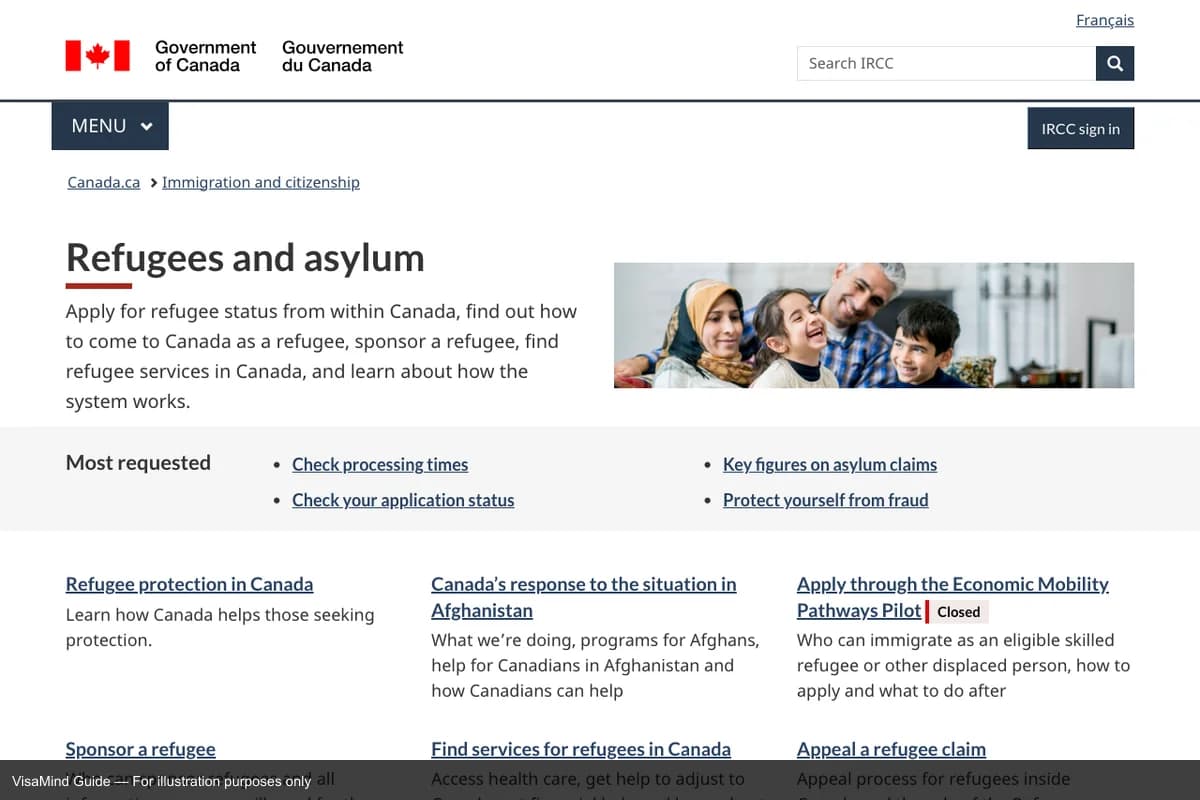 First page of IMM 5507 form