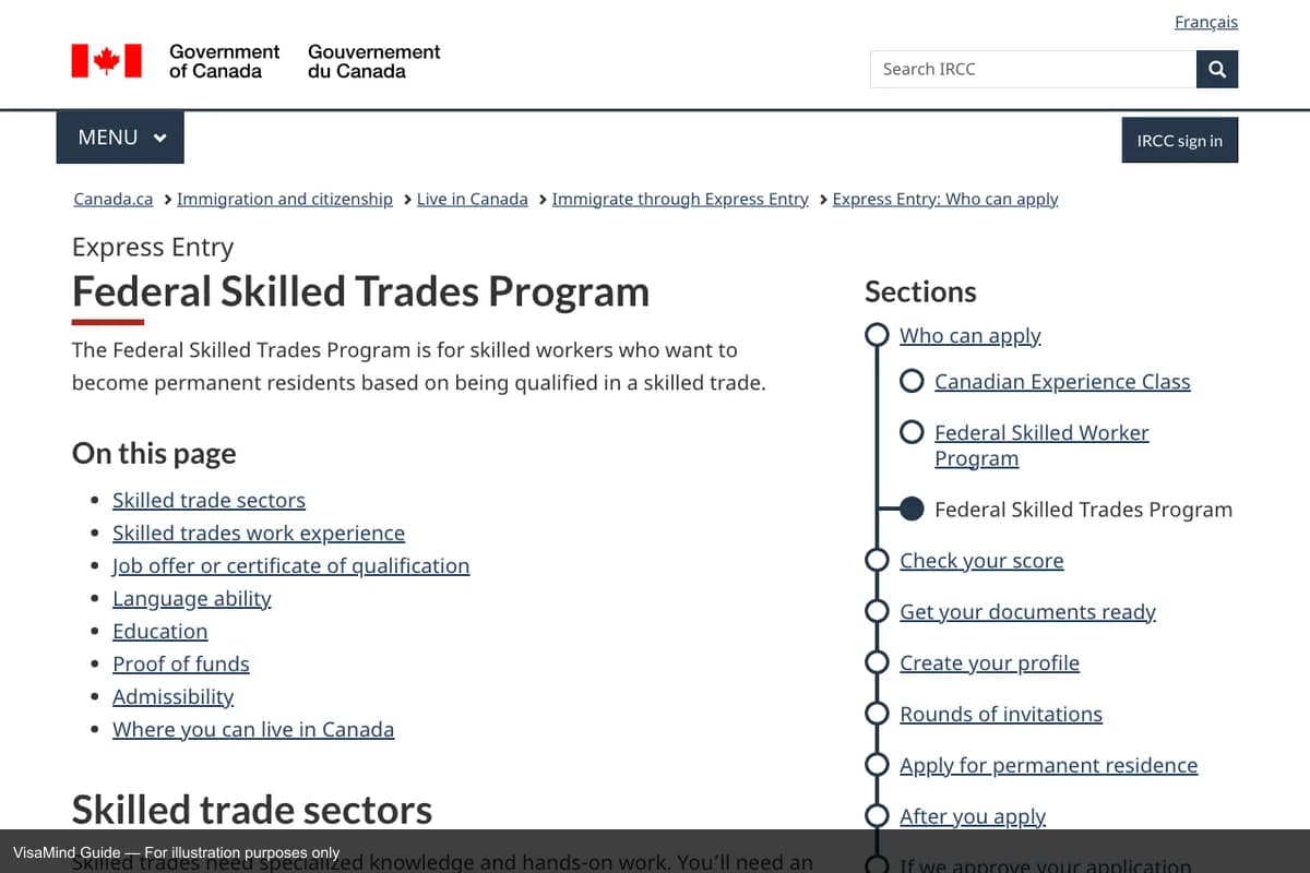 First page of IMM 5530 form