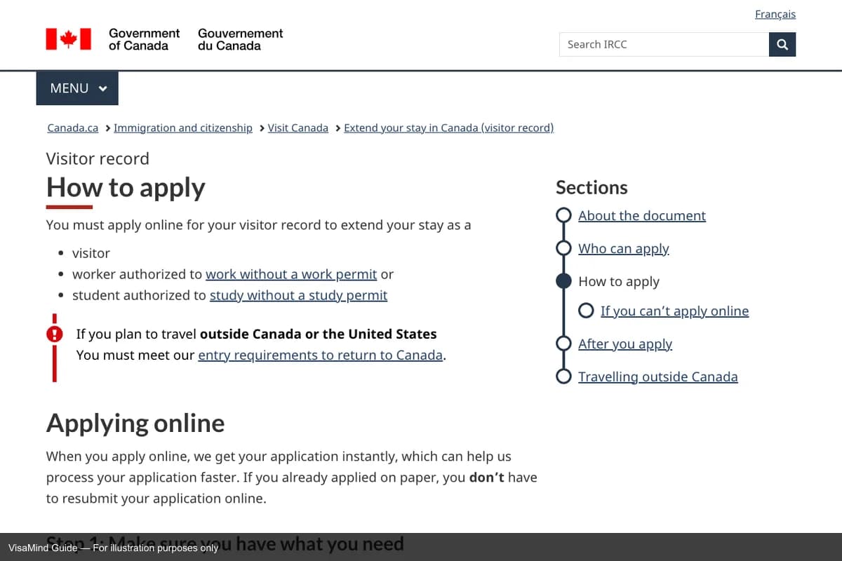 First page of IMM 5540 form