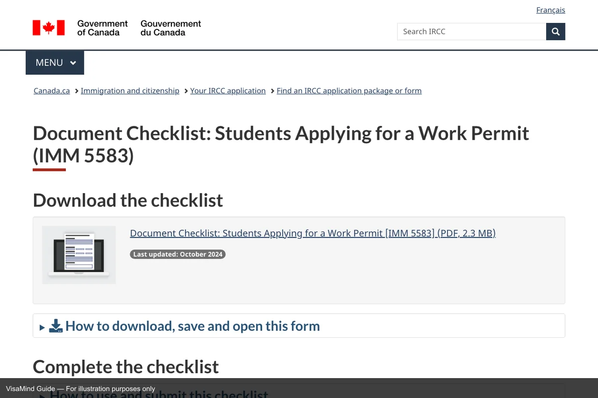 First page of IMM 5583 form