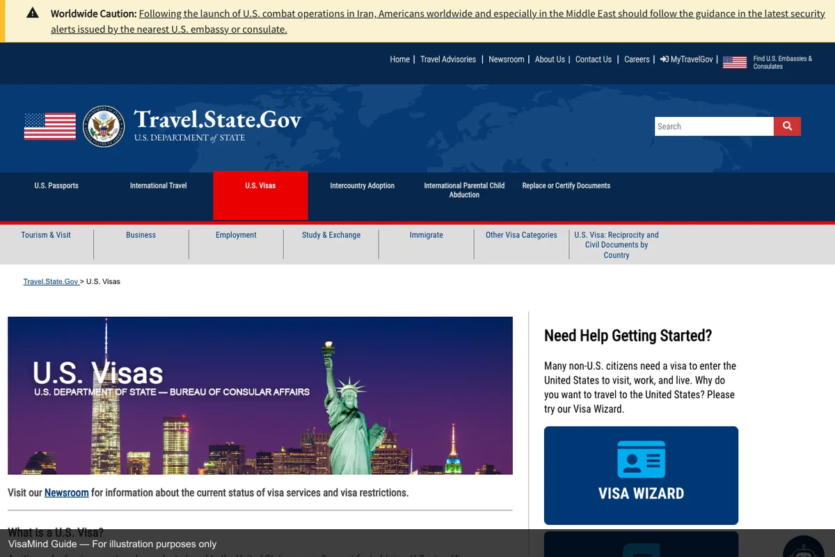 First page of DS-156 form